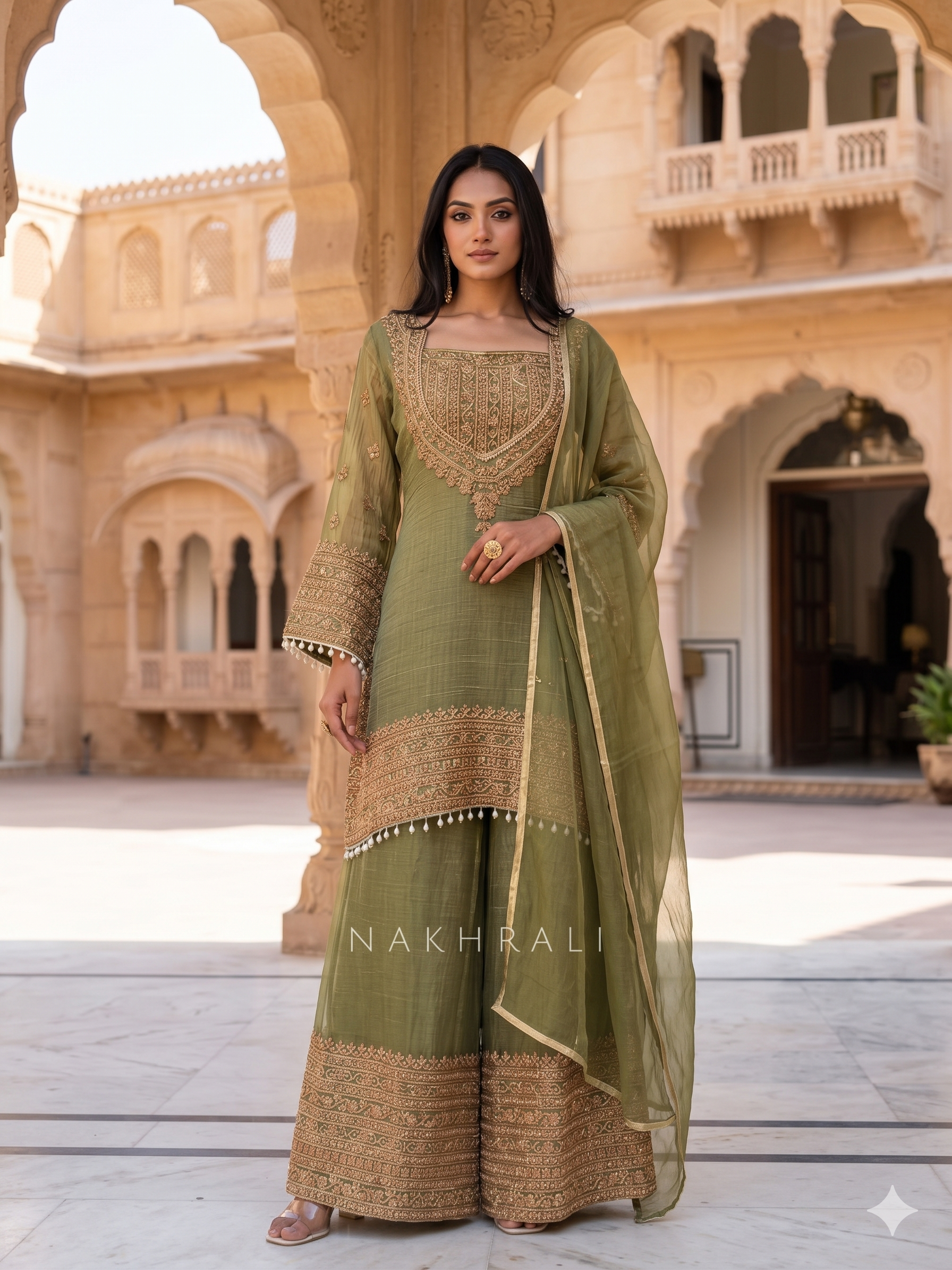 Royal Orchid Embroidered Evening Couture